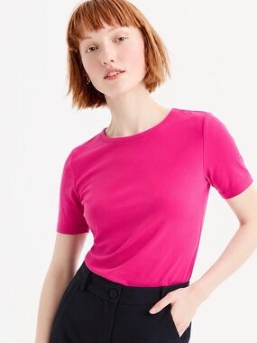 J. Crew Short Sleeve Tee in Bright Fuchsia Pink